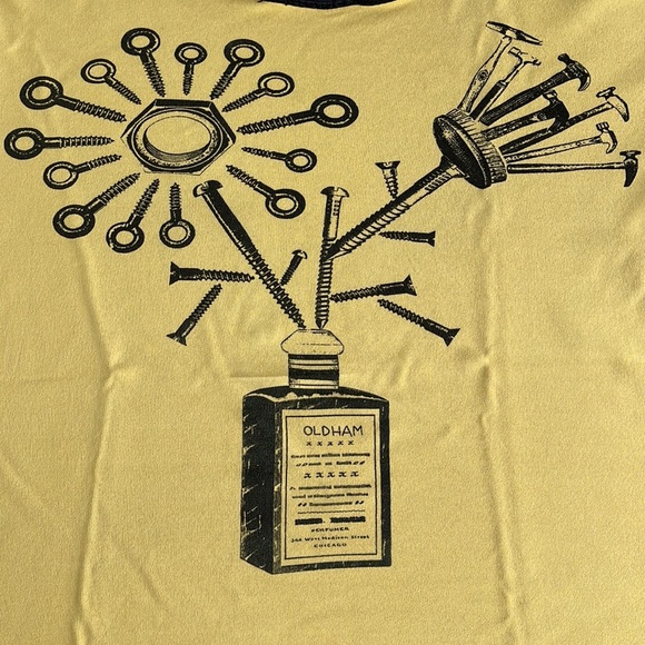 Vintage Todd Oldham Yellow Rayon T-Shirt with Whimsical Prints - Picture 2 of 6